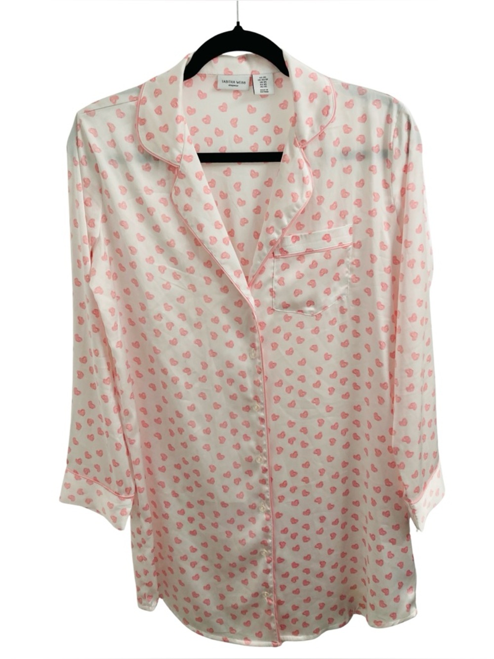 Tabitha Webb Sleepwear Satin Pink Heart Print Nightgown Size XS